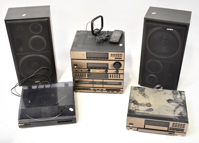 Lot 489 - AIWA; a PX-E80 stereo turntable system and...