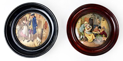 Lot 152 - Two Prattware pot lids, 'The Best Card' and...