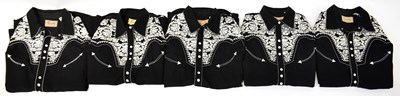 Lot 650 - SCULLY; five black shirts with white floral...