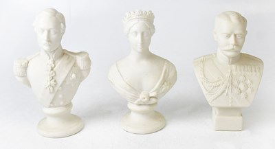 Lot 199 - Three small Parian ware busts, comprising...