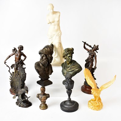 Lot 196 - Various figures comprising a painted metal...