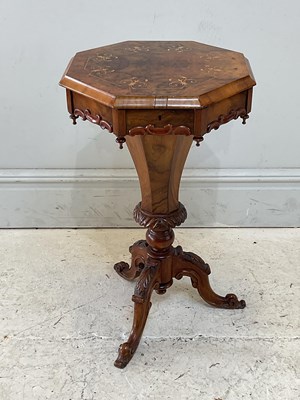 Lot 105 - A Victorian inlaid walnut octagonal topped...