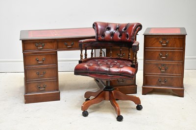 Lot 55 - A reproduction desk, height 75cm, width 137cm,...