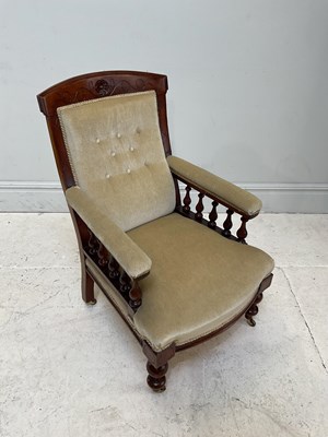 Lot 221 - A 19th century mahogany framed upholstered arm...
