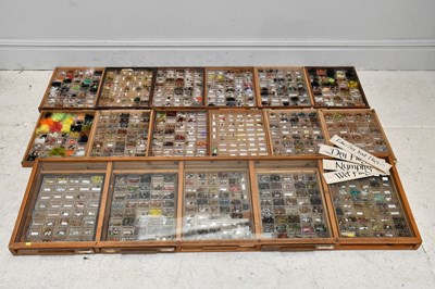 Lot 1416 - A fly fishing shop display, with flies,...