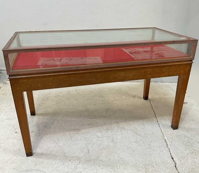 Lot 216 - A metal bound museum display cabinet, on oak...