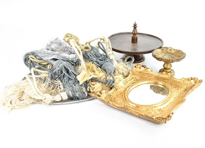 Lot 349 - A selection of curtain ties, a gilt wood shell...