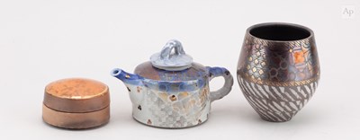 Lot 417 - JOHN WHEELDON (born 1950); a small raku vessel...