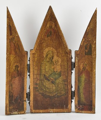Lot 110 - AFTER LORENZO MONACO; a triangular triptych...