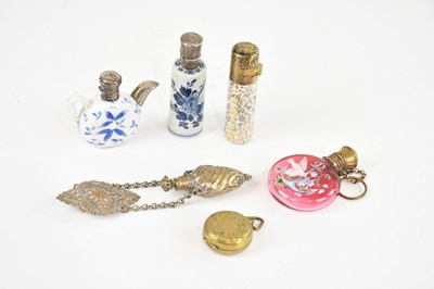 Lot 370 - A Victorian hand painted ceramic perfume...