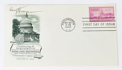 Lot 285 - HARRY TRUMAN; a first day cover dated Nov 22...