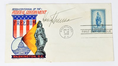 Lot 286 - HARRY TRUMAN; a first day cover dated Apr 20...