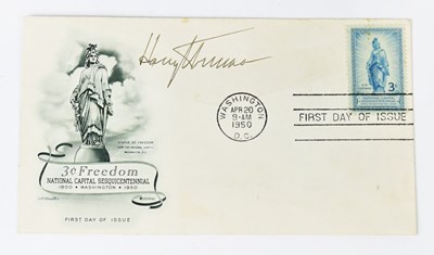 Lot 287 - HARRY TRUMAN; a first day cover dated Apr 20...