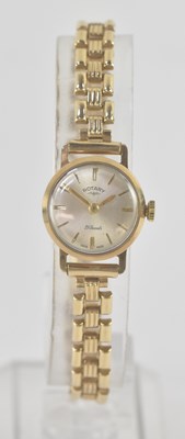 Lot 1410 - ROTARY; a 9ct yellow gold lady's wristwatch,...