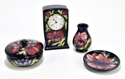 Lot 55 - MOORCROFT; four 'Anemone' pattern items,...