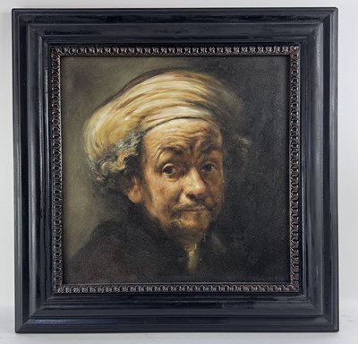 Lot 186 - AFTER REMBRANDT; an oil on board in the style...