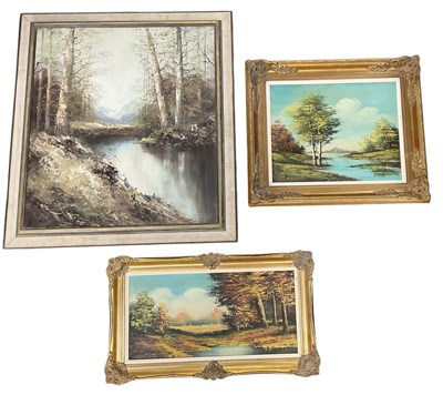 Lot 228 - UNATTRIBUTED; a group of three modern oils on...