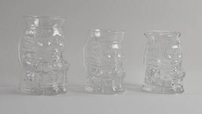 Lot WHITEFRIARS; a group of three clear art glass...