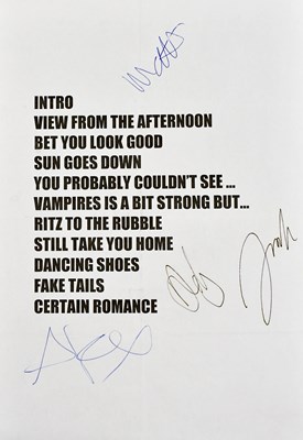 Lot 124 - ARCTIC MONKEYS; a signed set list from The NME...