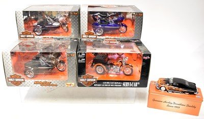 Lot 473 - MAISTO; four boxed Harley Davidson Motor...