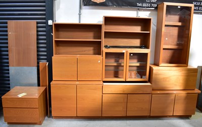 Lot 38 - BEAVER & TAPLEY; ten modular teak units,...