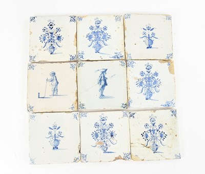 Lot 1716 - A collection of nine blue and white Delft...