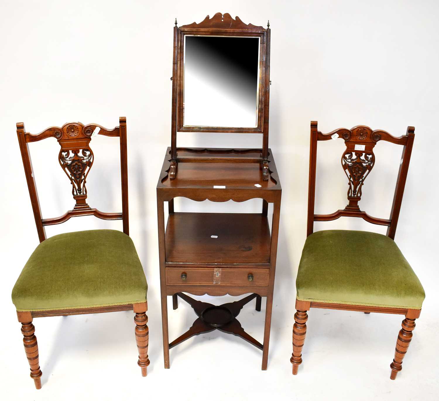 Lot 39 - An Edwardian mahogany swing toilet mirror,...