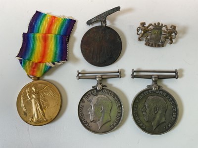 Lot 239 - Three WWI medals, the Victory Medal inscribed '...