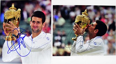 Lot 576 - NOVAK DJOKOVIC; two signed colour photographs...