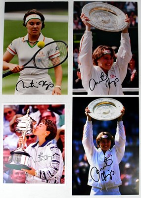Lot 575 - MARTINA HINGIS; four signed colour photographs...