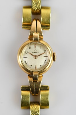 Lot 462 - OMEGA; a lady's 18ct gold cased wristwatch,...