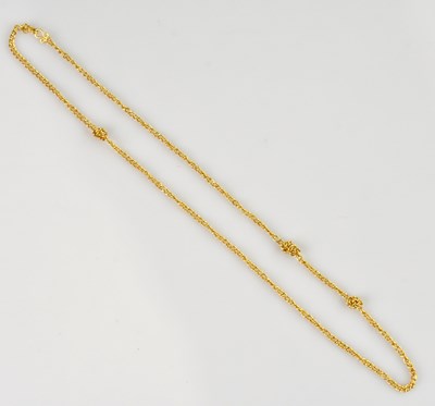 Lot 2069 - An eastern yellow metal fine-link necklace,...