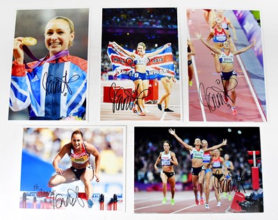 Lot 640 - JESSICA ENNIS; five signed colour photographs...