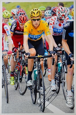 Lot 624 - BRADLEY WIGGINS; six signed colour photographs...