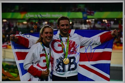 Lot 607 - SWIMMING; three signed colour photographs,...