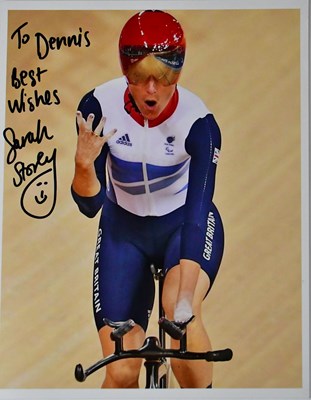 Lot 608 - CYCLING; three signed colour photographs of...