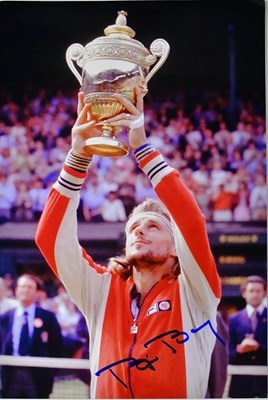 Lot 586 - BJORN BORG; five signed photographs (5).