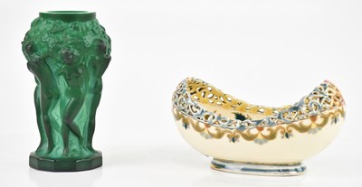 Lot 1693 - An Art Deco malachite vase, decorated with...
