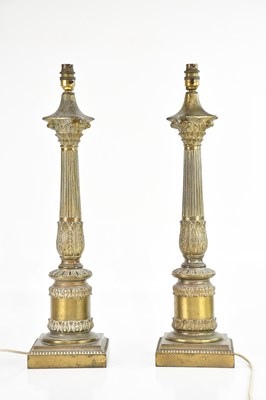 Lot 630 - A pair of Victorian style brass Corinthian...