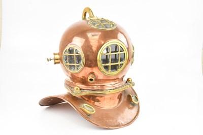 Lot 302 - A reproduction copper and brass diving helmet,...