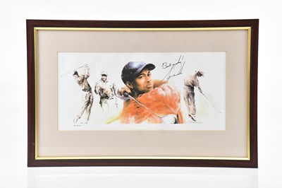 Lot 1517 - TIGER WOODS; a signed picture, inscribed 'Best...