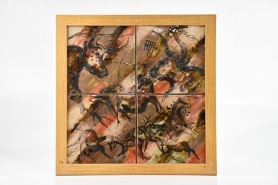 Lot 1576 - COBRIDGE; four tiles framed as a montage...