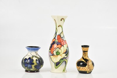 Lot 1582 - EMMA BOSSONS FOR MOORCROFT; a baluster vase...