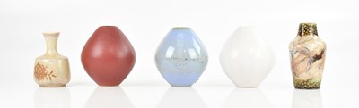 Lot 1598 - COBRIDGE STONEWARE; three ovoid vases...