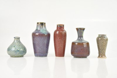 Lot 1590 - COBRIDGE; five art pottery vases, decorated...