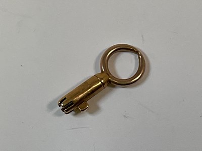 Lot 784 - An unusual yellow metal Bramah style key,...