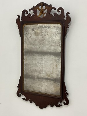 Lot 756 - A George III mahogany fretwork wall mirror,...