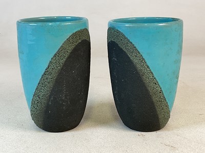 Lot 368 - BITOSSI; a pair of Italian turquoise glazed...