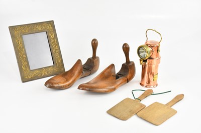 Lot 352 - A collection of treen, a pair of shoe...