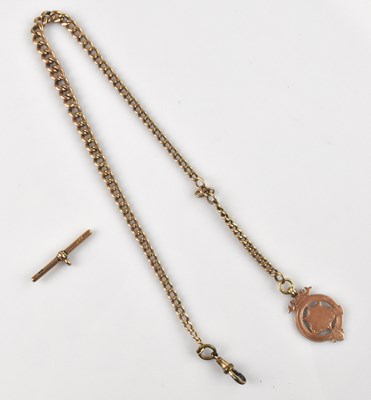 Lot 443 - A 9ct gold flat link Albert chain, a 9ct gold...